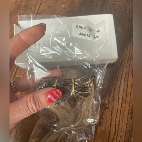 HUMAN HAIR 18” brown blonde clip in hair extensions - Picture 5 of 7